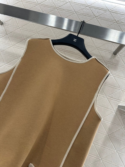 25 Jacquard patchwork pocket vest skirt