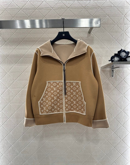 25 Hooded Jacquard Coat Pants Set