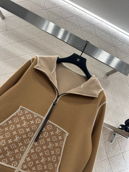 25 Hooded Jacquard Coat Pants Set