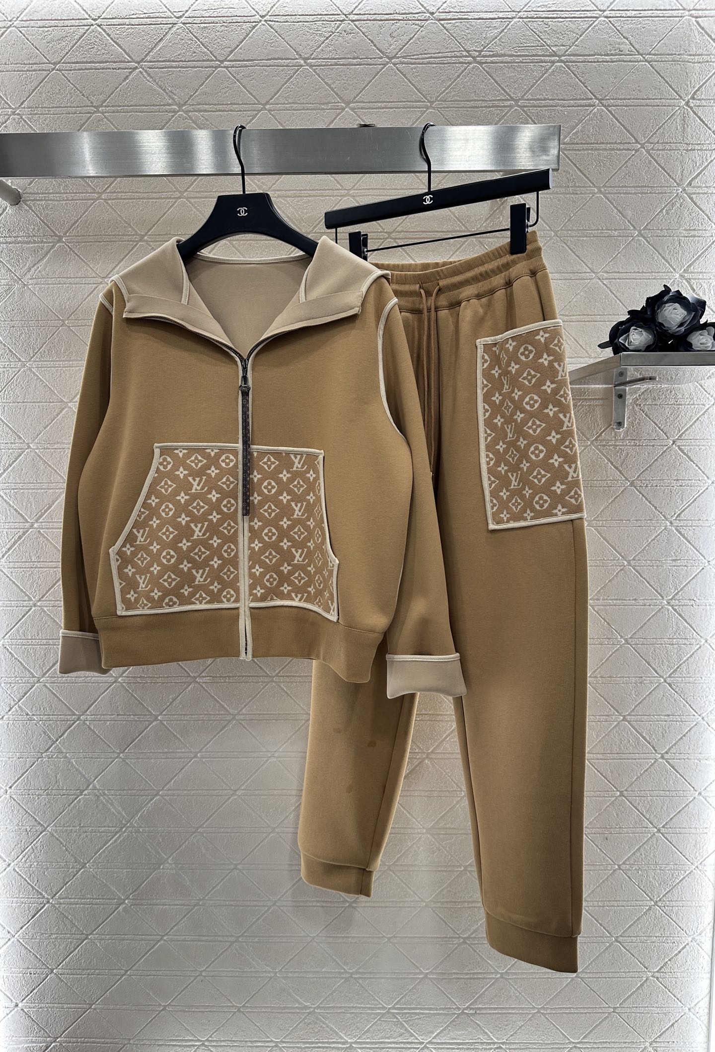 25 Hooded Jacquard Coat Pants Set