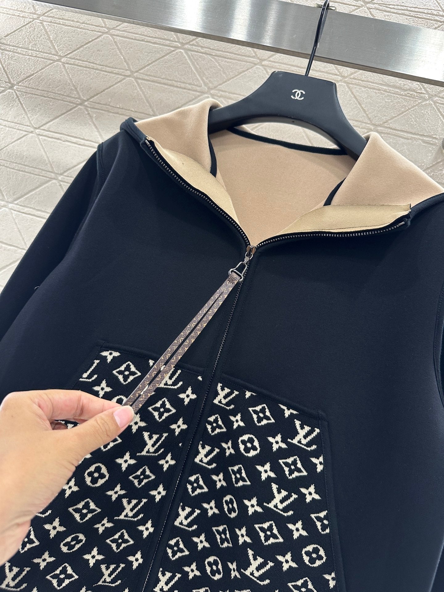 25 Hooded Jacquard Coat Pants Set