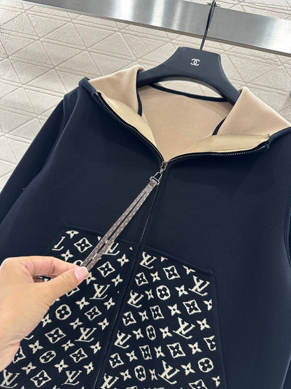 25 Hooded Jacquard Coat Pants Set