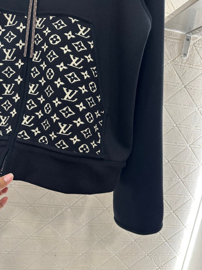 25 Hooded Jacquard Coat Pants Set