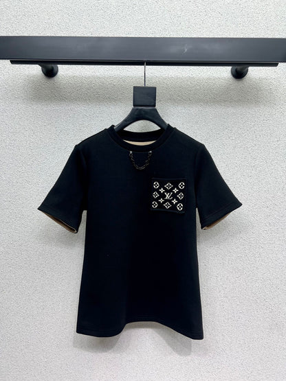 25 Jacquard cotton polyester blend short sleeved shirt  (KHAKI/BLACK)