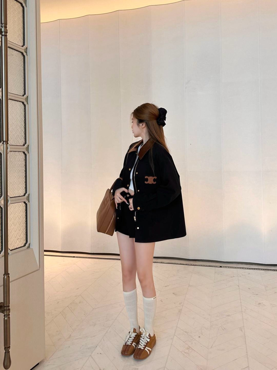 25 New Collar Pocket Splicing Coat