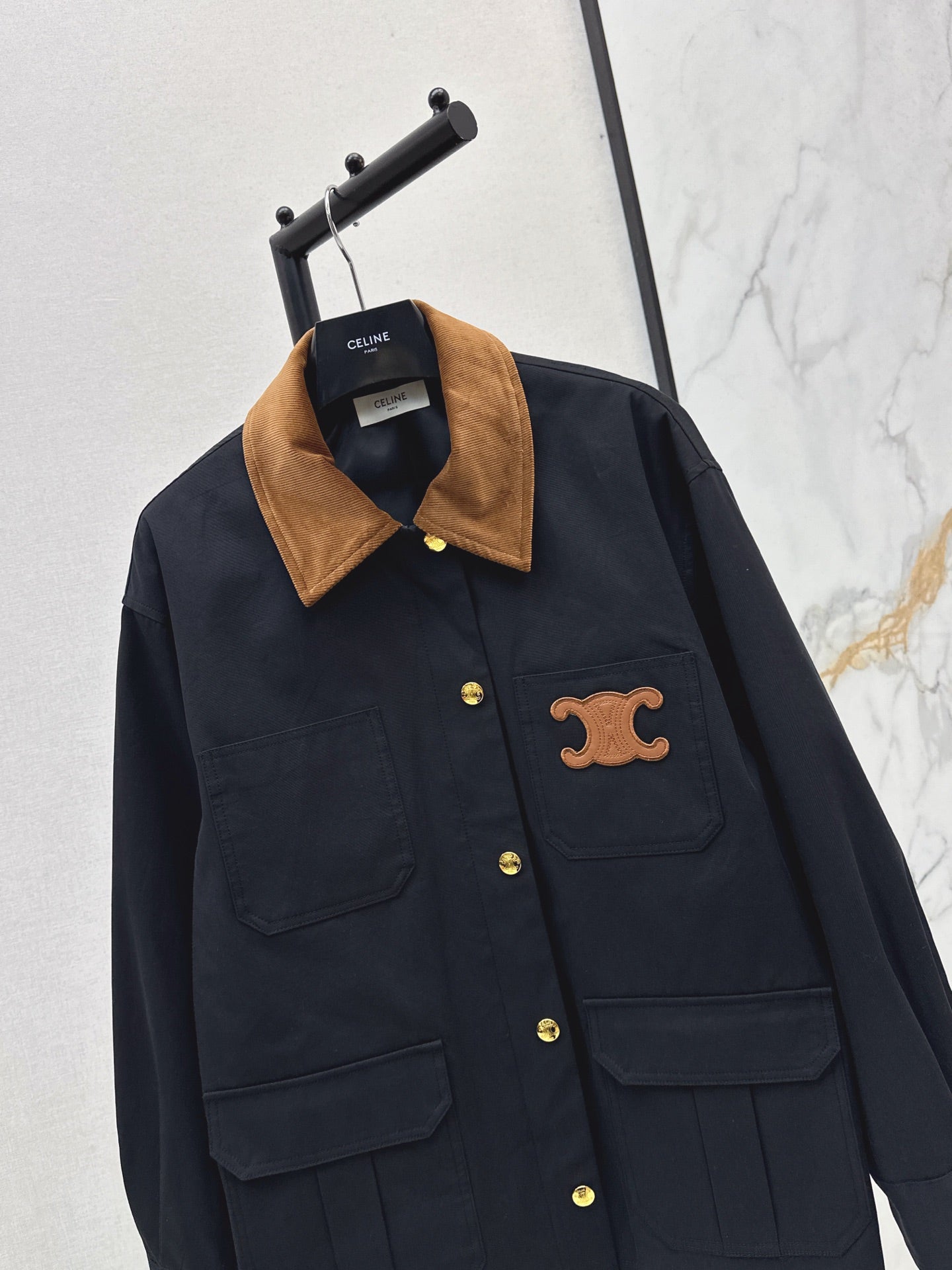 25 New Collar Pocket Splicing Coat