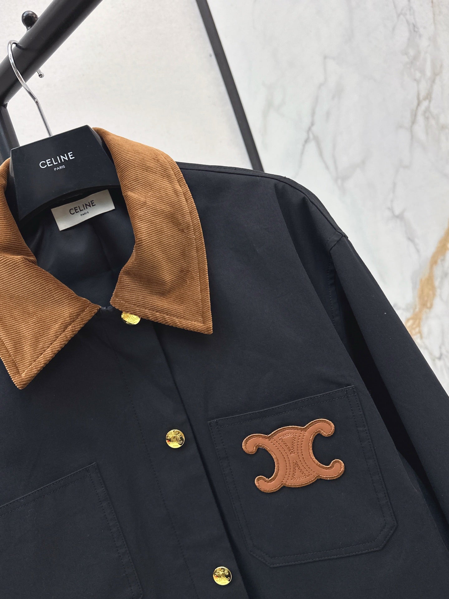 25 New Collar Pocket Splicing Coat