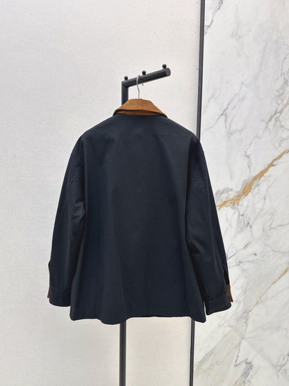 25 New Collar Pocket Splicing Coat