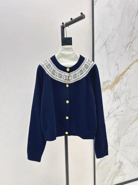 25 New retro Fel Island patterned cashmere cardigan