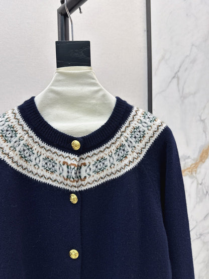 25 New retro Fel Island patterned cashmere cardigan