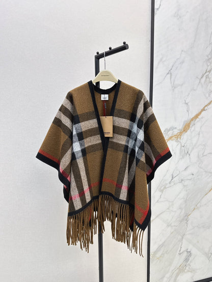 25fw New classic plaid pattern wool shawl scarf