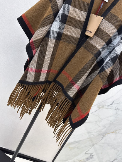 25fw New classic plaid pattern wool shawl scarf