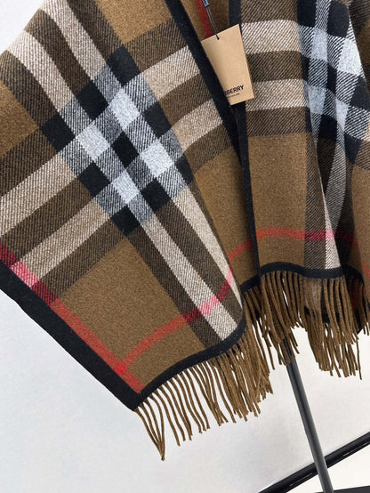 25fw New classic plaid pattern wool shawl scarf