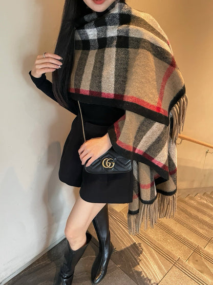 25fw New classic plaid pattern wool shawl scarf