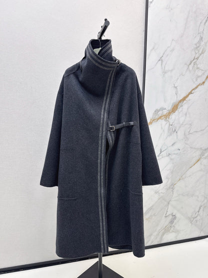 25 New handmade double-sided nylon cashmere long coat