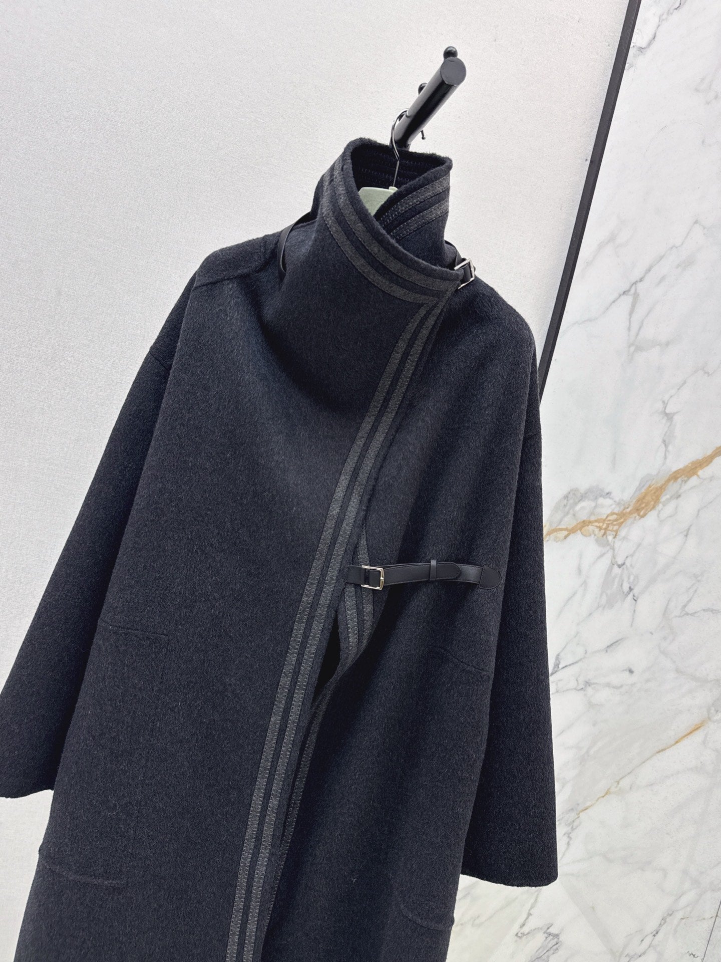 25 New handmade double-sided nylon cashmere long coat
