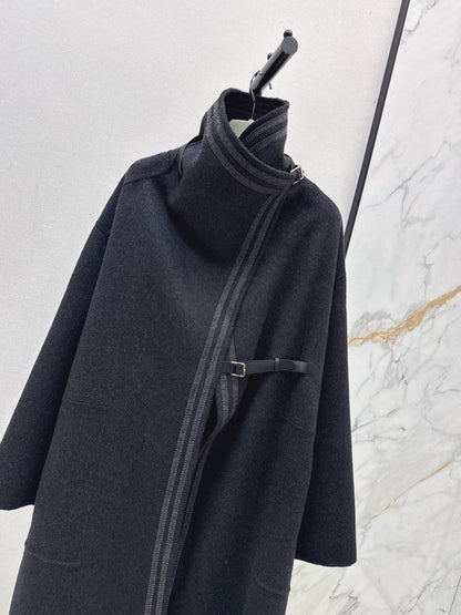 25 New handmade double-sided nylon cashmere long coat