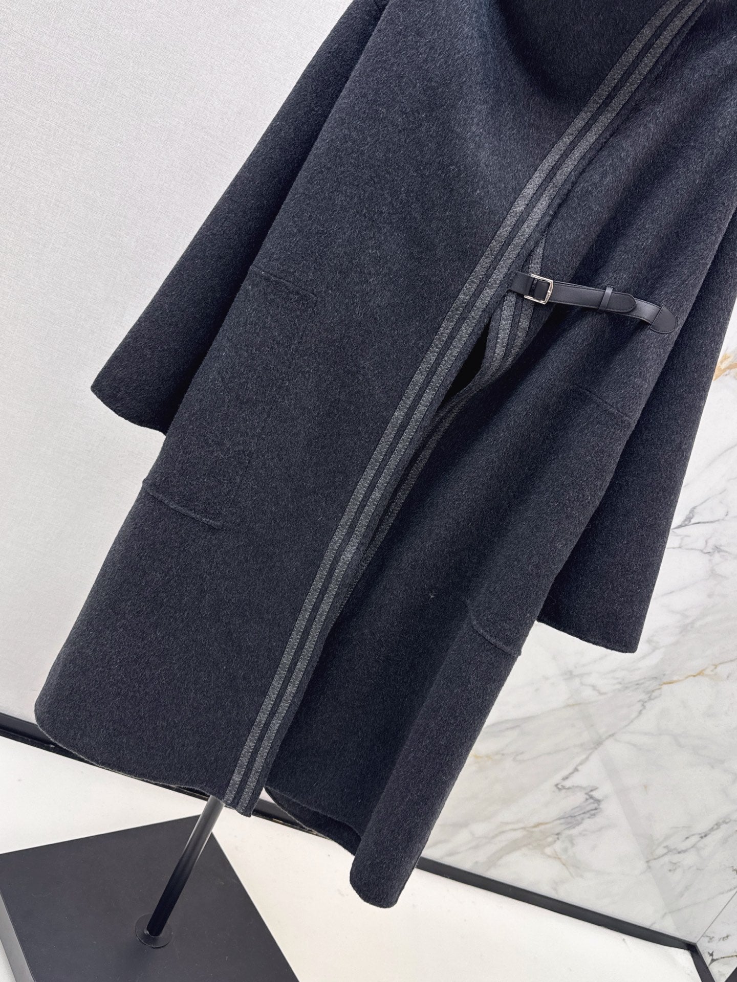 25 New handmade double-sided nylon cashmere long coat