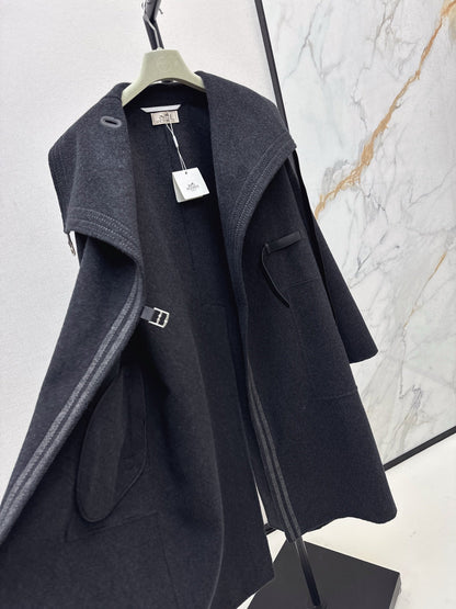 25 New handmade double-sided nylon cashmere long coat