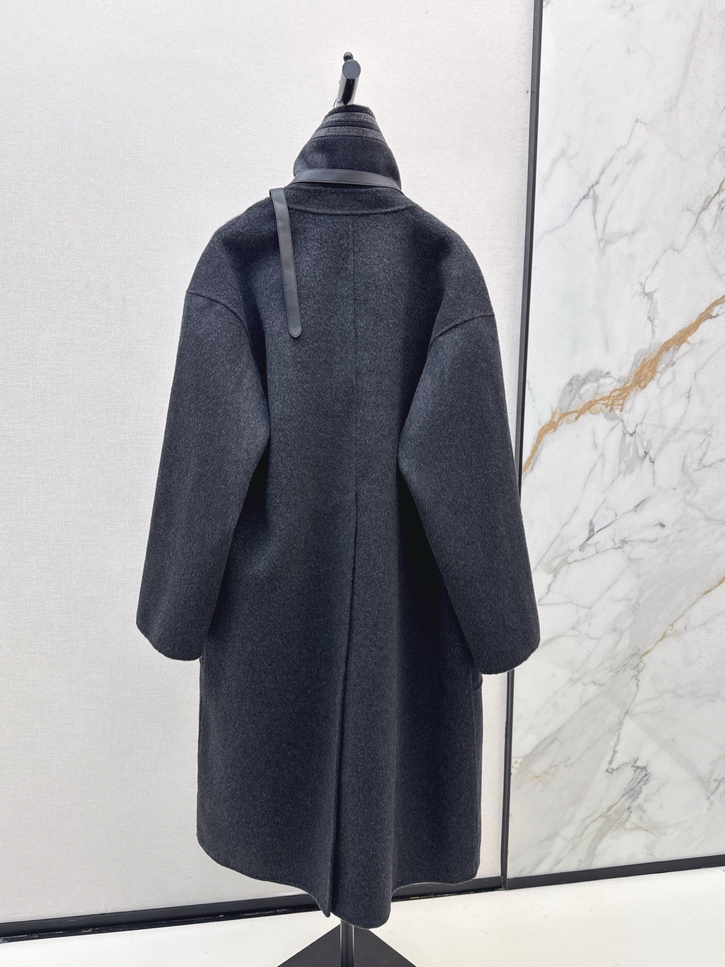 25 New handmade double-sided nylon cashmere long coat