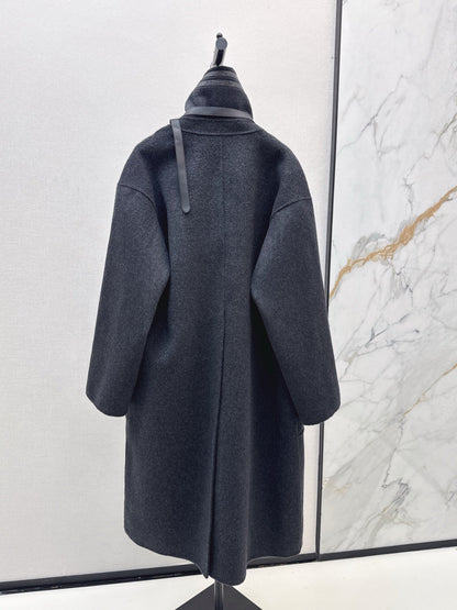 25 New handmade double-sided nylon cashmere long coat