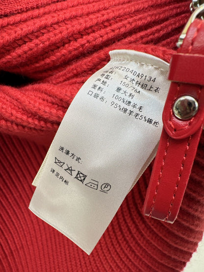 25 New Classic H-Pattern Decorative Pocket Wool Knitted Cardigan(GRAY/RED)