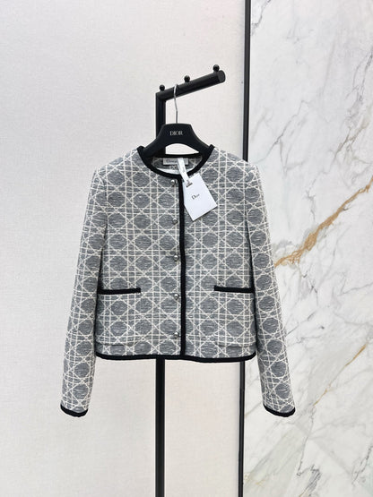 25 New limited edition rattan plaid round neck jacket