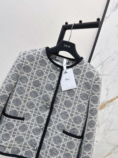 25 New limited edition rattan plaid round neck jacket