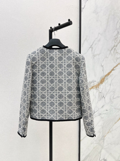 25 New limited edition rattan plaid round neck jacket