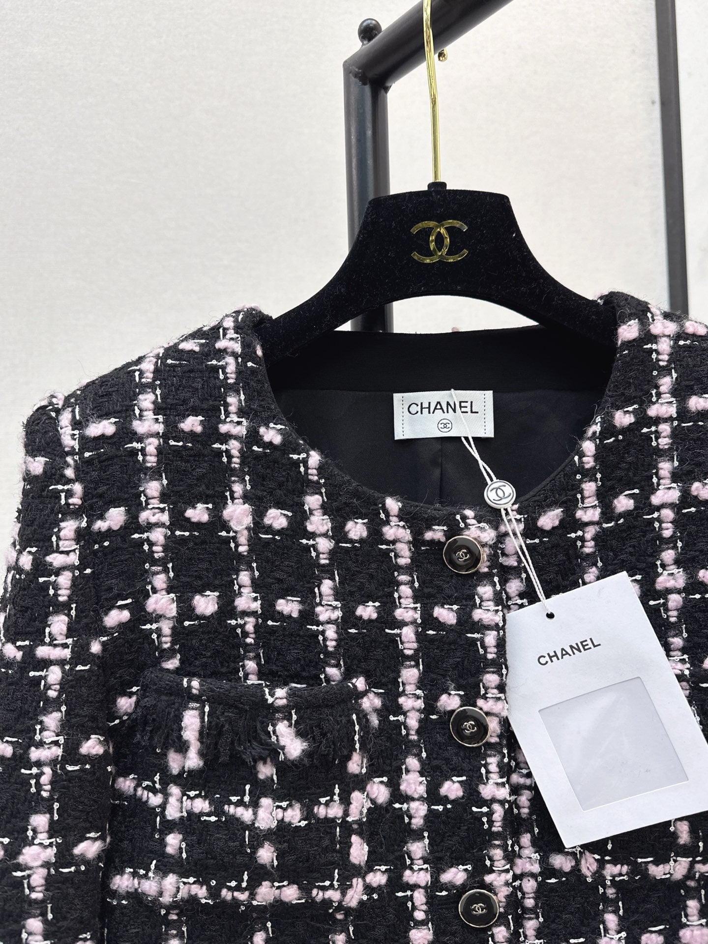 25 New style positioning plaid woven short jacket + A-line skirt set