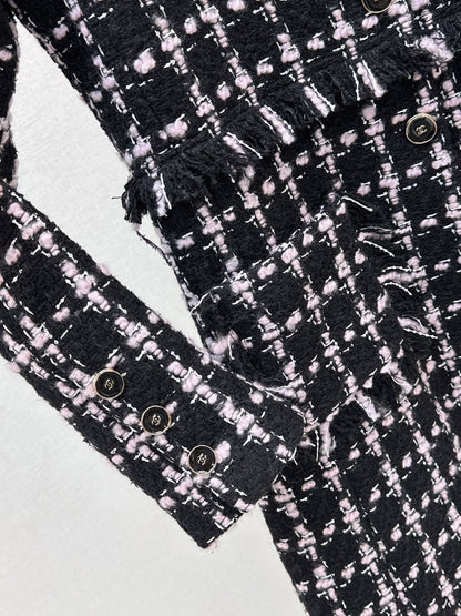 25 New Positioning Plaid Woven Long Dress