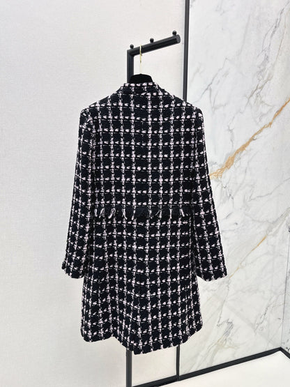 25 New Positioning Plaid Woven Long Dress