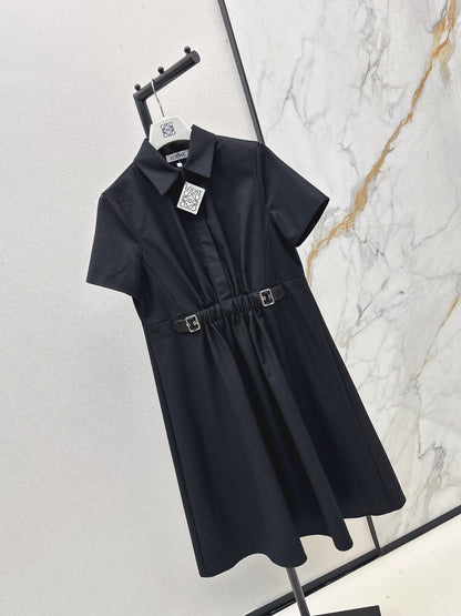 25 Lapel Leather Button Shirt Dress