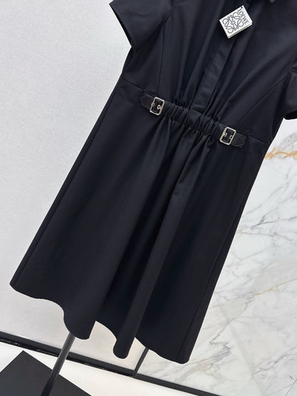 25 Lapel Leather Button Shirt Dress