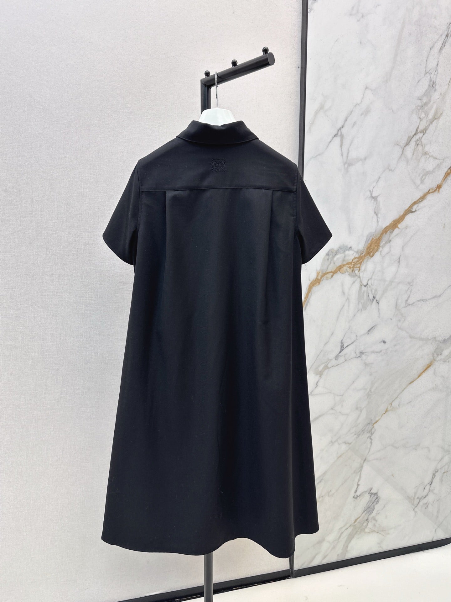 25 Lapel Leather Button Shirt Dress