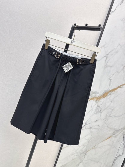 25 Leather buckle elastic high waisted pants