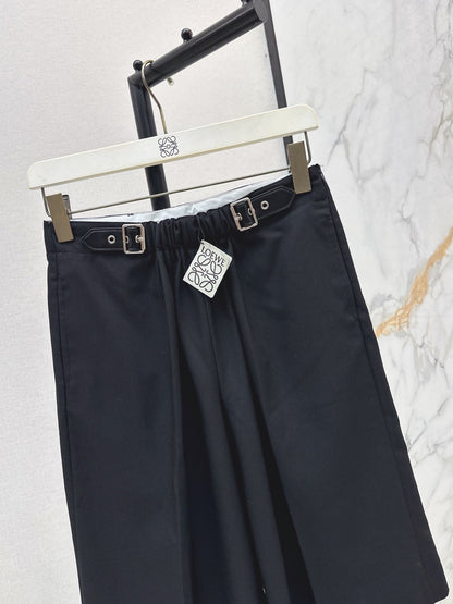 25 Leather buckle elastic high waisted pants