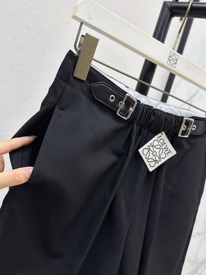 25 Leather buckle elastic high waisted pants