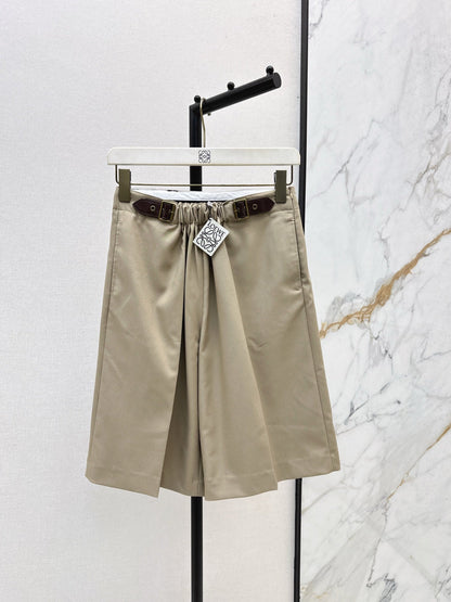 25 Leather buckle elastic high waisted pants