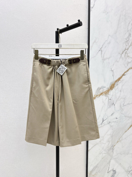 25 Leather buckle elastic high waisted pants