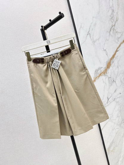 25 Leather buckle elastic high waisted pants