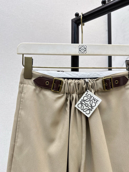 25 Leather buckle elastic high waisted pants