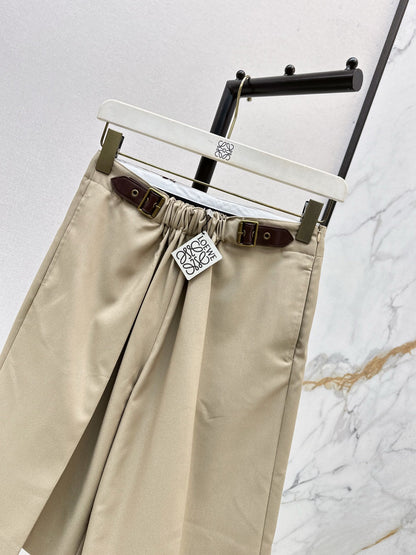 25 Leather buckle elastic high waisted pants