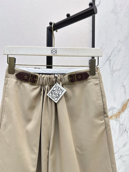 25 Leather buckle elastic high waisted pants