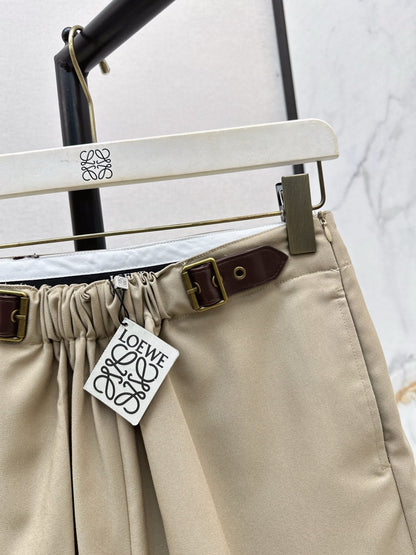 25 Leather buckle elastic high waisted pants