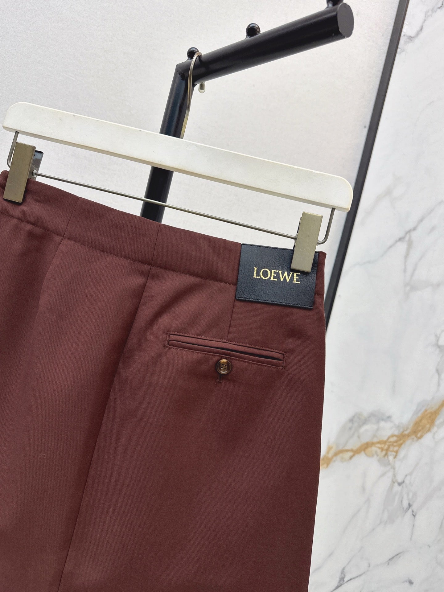 25 New leather buckle elastic pleated high waist skirt(wine red/BLACK)