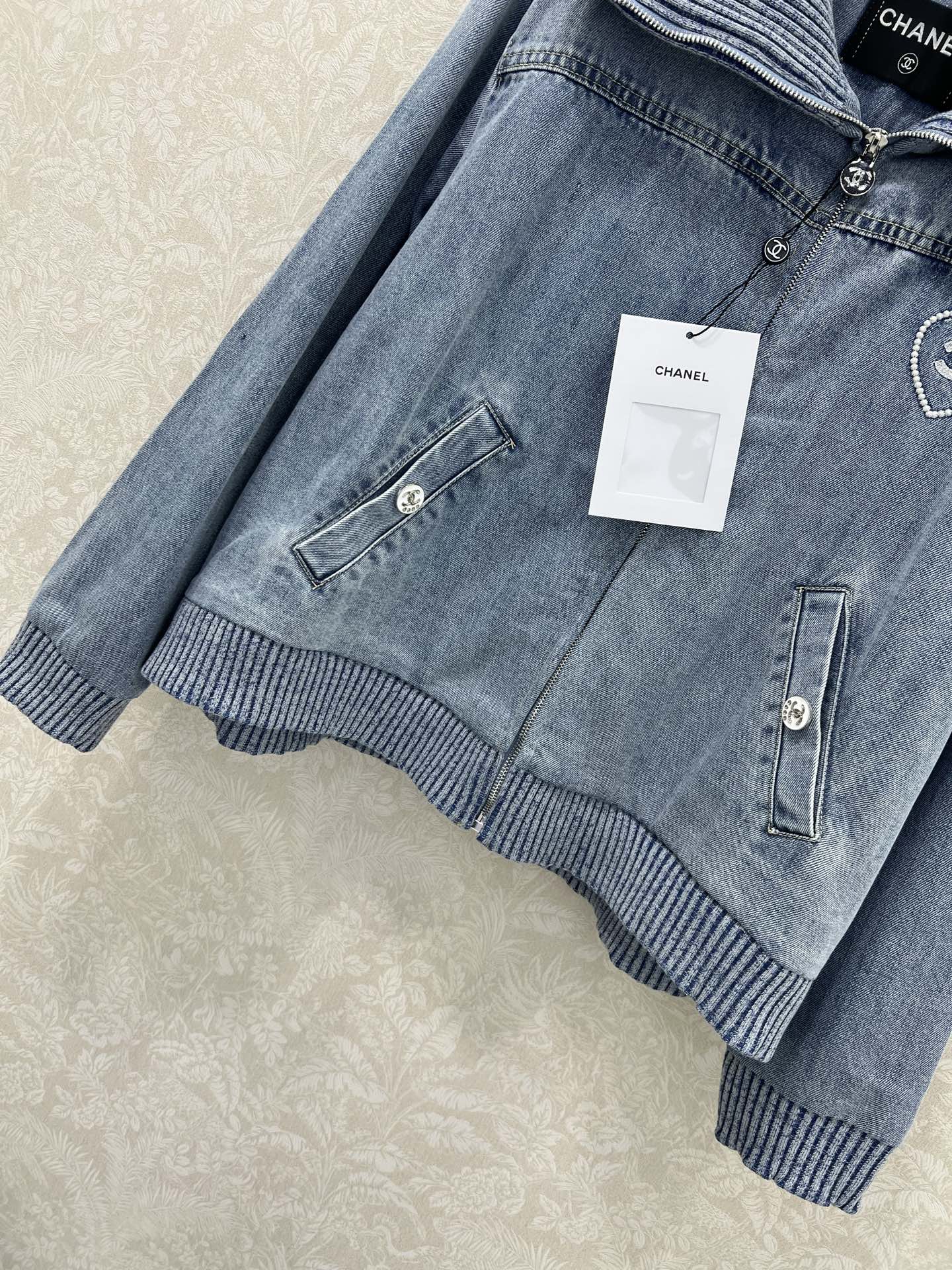 Letter Heart Embroidered Denim Jacket