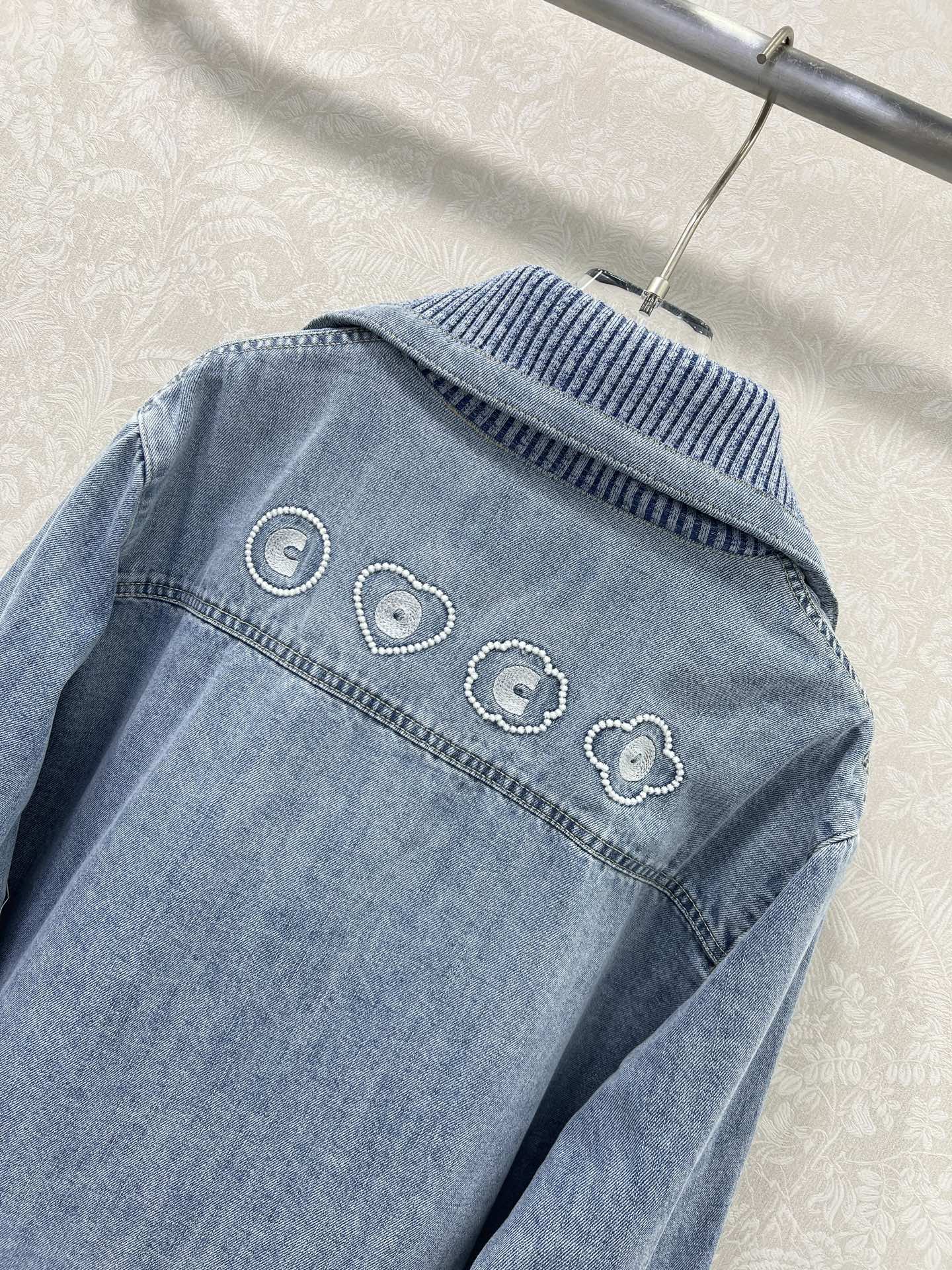 Letter Heart Embroidered Denim Jacket