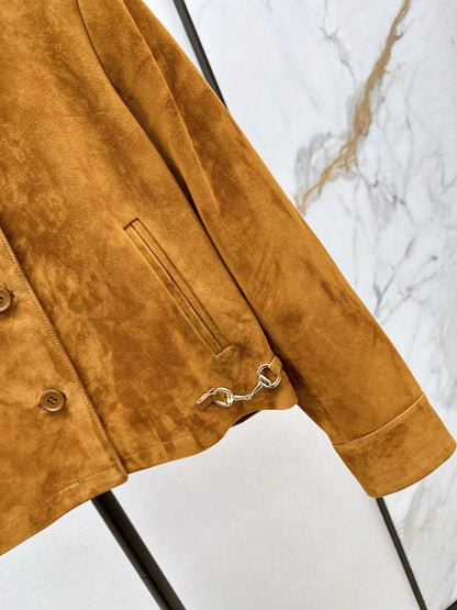 New Suede Lapel Leather Jacket
