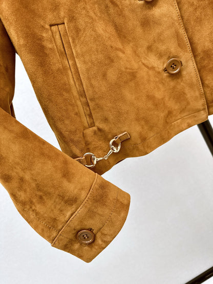 New Suede Lapel Leather Jacket
